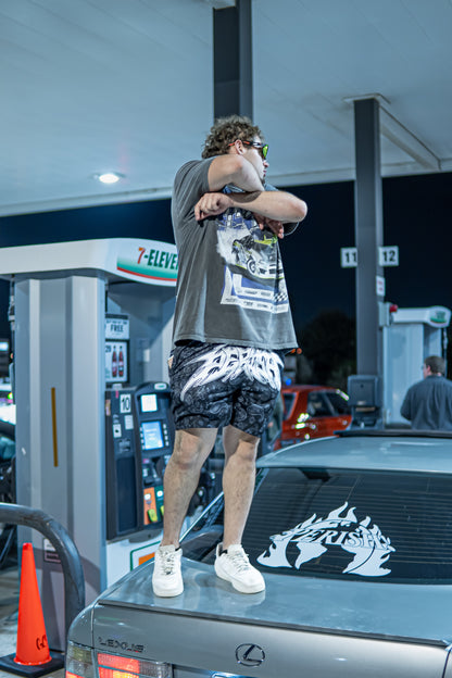 BLACK "PAISLEY" MESH SHORTS